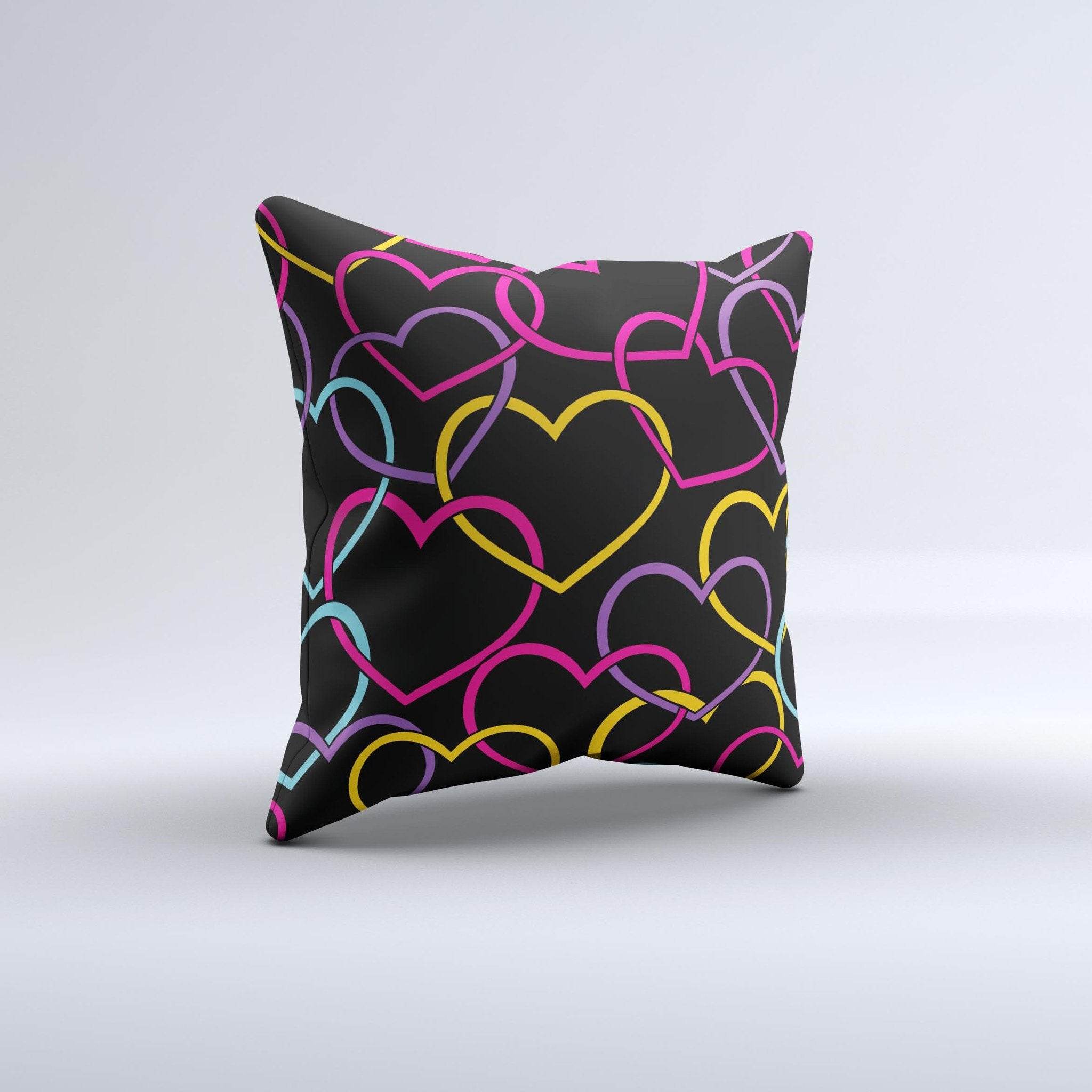 Colorful Vector Hearts Ink-Fuzed Decorative Throw Pillow - Big J's Showstoppin' Store